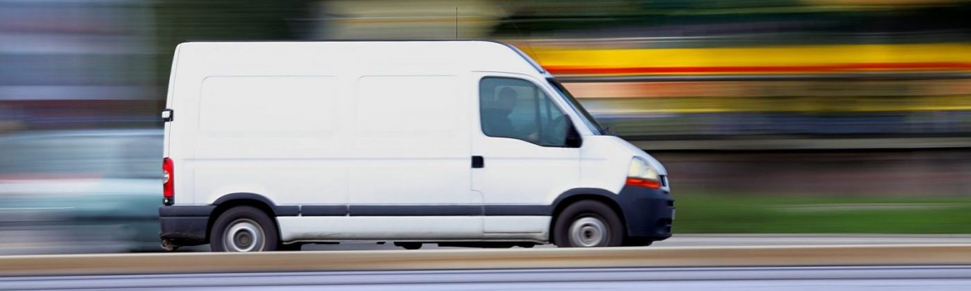 Blur white van  panning and move